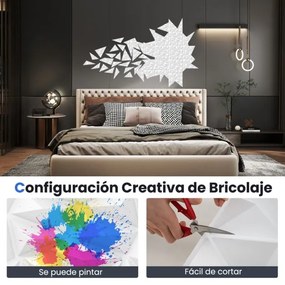 Conjunto de 40 painéis de parede 3D em forma de losango para sala de estar, quarto 50 x 50 x 4,5 cm branco