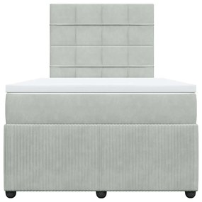 Cama boxspring c/ colchão 120x200 cm veludo cinzento-claro