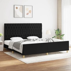 3125326 vidaXL Estrutura de cama com cabeceira 200x200 cm tecido preto