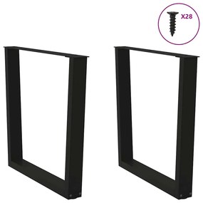 Pernas para mesa de jantar em V, 2 peças, pretas, 80x(72-73,3) cm, aço