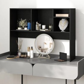 Estante organizadora de secretária 94 x 25 x 73 cm com 4 cubículos e compartimento traseiro aberto Preta