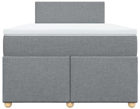 Cama boxspring com colchão 120x190 cm tecido cinzento-claro