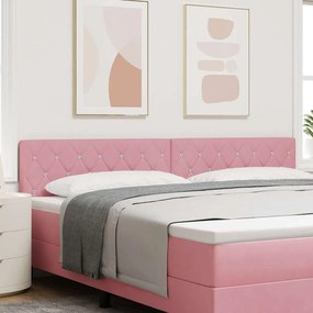 vidaXL Cabeceira Rosa em Veludo com Botão de Cristal e Tufting, 200 cm.