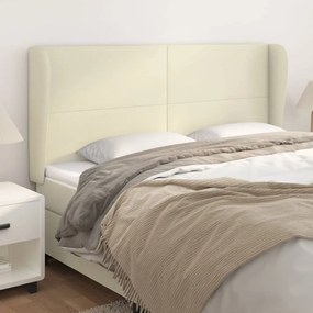 vidaXL Cabeceira cama c/ abas couro artificial 183x23x118/128 cm creme