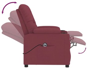 Poltrona elétrica reclinável tecido vermelho tinto