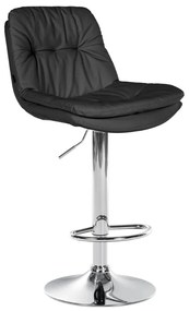 Banco de bar em couro sintético com estrutura prateada 92-113 x 46 x 54 cm preto