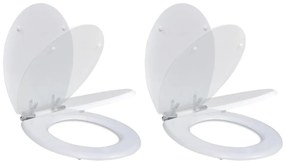 Assentos de sanita com tampas de fecho suave 2 pcs MDF branco