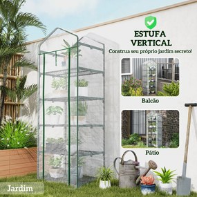 Estufa de Jardim Vertical 69x49x193 cm com 5 Prateleiras Estufa para P