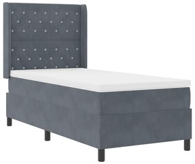 Cama Box com Colchão vidaXL Cinza Escuro 90x190 cm Veludo