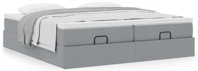 Estrutura de cama otomana com colchões tecido cinzento claro