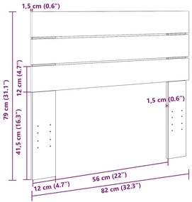 Cabeceira 80 cm Madeira maciça de carvalho