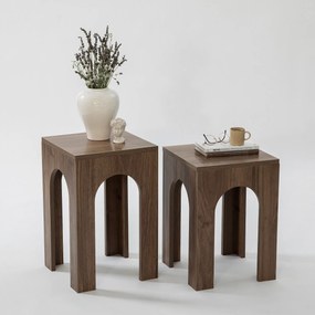 Conjunto de Mesas de Café Collesium – Nogueira – 35 cm x 50 cm e 35 cm