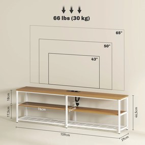 Móvel de TV Estilo Industrial Móvel de TV para Sala de Estar com Luzes