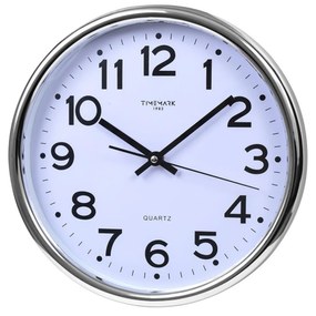 Relógio Parede Timemark Vidro Prateado 33cm