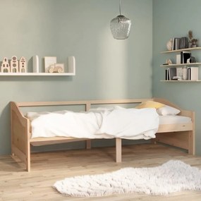 Sofá-cama de 3 lugares 90x200 cm madeira de pinho maciça