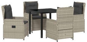 Conjunto de Jantar de Jardim 5 Peças Cinza Claro em Rattan Sintético