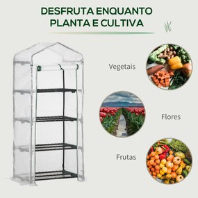 Estufa de Jardim com 4 Prateleiras e Cobertura de PE Estufa de Aço par