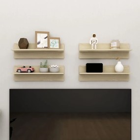vidaXL Estantes de parede 4pcs 60x11,5x18 cm contrapl. carvalho sonoma