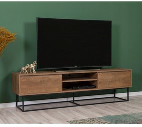 Conjunto de Mobiliário de Sala Laxus – Nogueira e Preto – TV: 180x50x4