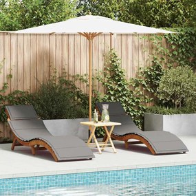 vidaXL Espreguiçadeira com almofada 2 pcs Cinzeto 184 x 55 x 64cm