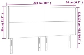 Cabeceira cama c/ abas veludo 203x16x118/128 cm cinzento-escuro