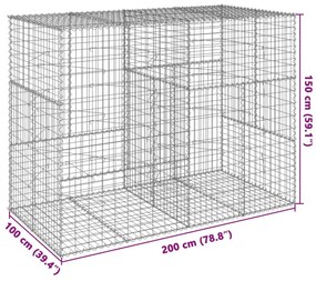 Cesto gabião com cobertura 200x100x150 cm ferro galvanizado