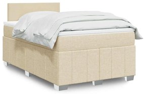 vidaXL Cama com molas/colchão 120x200 cm tecido cor creme