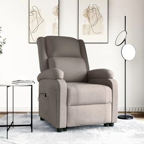 vidaXL Poltrona elevatória tecido cinzento-acastanhado