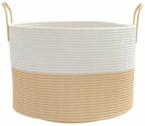 Cesto de arrumação Ø51x33 cm algodão bege e branco