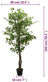 Figueira artificial 756 folhas 150 cm verde