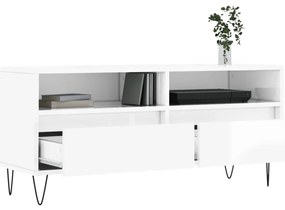 Móvel p/ TV 100x34,5x44,5 cm derivados madeira branco brilhante