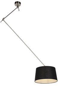 Candeeiro de suspensão em aço com cúpula de linho preto 35 cm - Blitz Moderno