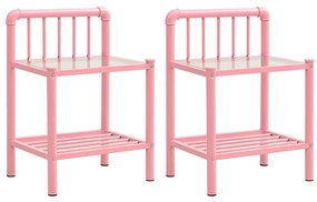 Mesas de cabeceira 2 pcs metal rosa e vidro transparente