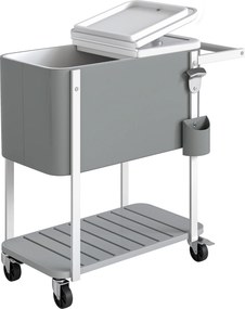 Outsunny Carro Térmico de 56 L com Rodas Prateleira Abre Garrafas Coletor de Tampas Dreno e Pega para Jardim 84x38x83 cm Cinzento | Aosom Portugal