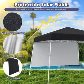 Tenda 300 x 300 cm Pop Up Dobrável com 1 Parede Lateral Com Saco, jardim, campismo, feiras, eventos com Estrutura Metálica Preta