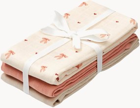 Fraldas de musselina em algodão orgânico Bows, conjunto de 3