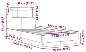 Estrutura cama c/ cabeceira 90x200 cm derivados madeira branco