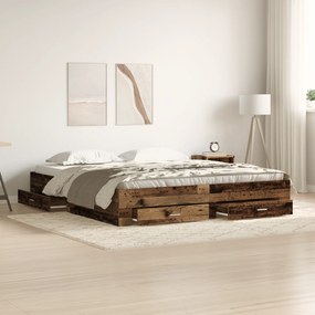 Cama com Gavetas vidaXL Madeira Velha 180x200 cm Madeira de Engenharia