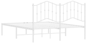 Estrutura de cama com cabeceira 150x200 cm metal branco