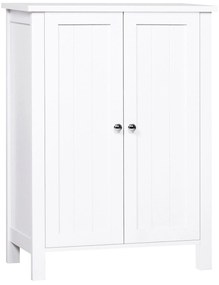 kleankin Armário Casa de Banho com 2 Portas e 2 Prateleiras Internas Ajustáveis Móveis de Casa de Banho 60x30x80 cm Branco | Aosom Portugal