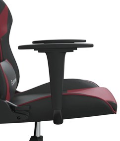 Cadeira gaming couro artificial preto e vermelho tinto