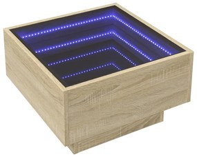 Mesa de centro c/ LEDs 50x50x30 cm derivados de madeira