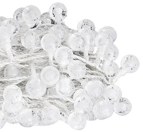 Cordão de luzes em globo 20m 200 LED 8 funções branco quente