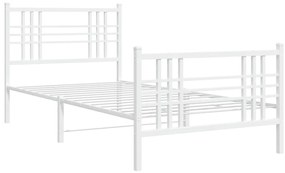 Estrutura de cama com cabeceira e pés 100x190 cm metal branco
