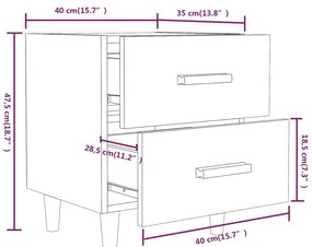 Mesas de cabeceira 2 pcs 40x35x47,5 cm cor carvalho sonoma