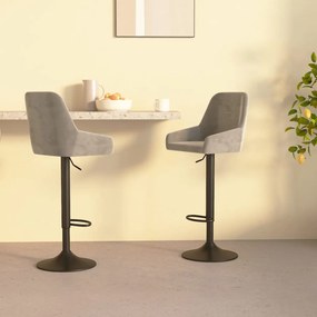 vidaXL Bancos de bar 2 pcs veludo cinzento-claro