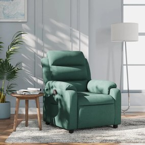 vidaXL Poltrona reclinável tecido verde-escuro