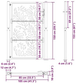 Portão de jardim 105x155 cm projeto de onda de aço resistente