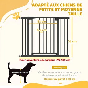 Barreira de Segurança para Cães e Bebés, 96 x 3 x 76 cm, Fixação por Pressão sem Perfuração, Preta