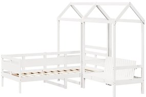 Conj. sofá-cama e banco c/ telhado 90x190cm pinho maciço branco